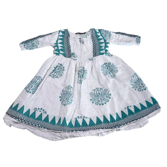 Childrens‎ boho chic maxi dress size 3T mediterranean block printed ethnic - Picture 1 of 5
